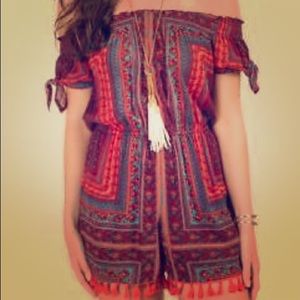 Blue rain Anya Off-Shoulder Romper